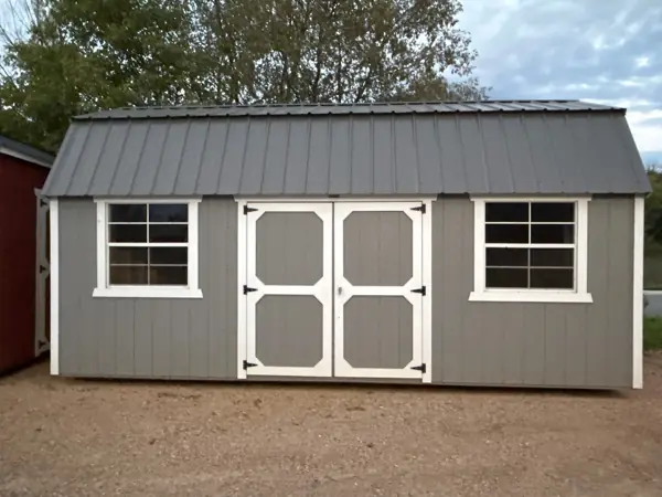 10×20 Lofted Barn (Side entry) storage building on the St. Boni lot